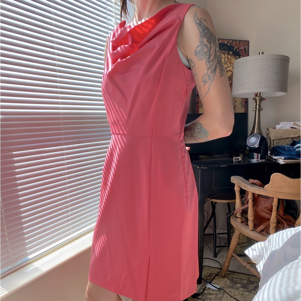 Never been worn (except for this pic!) coral sheath dress.  J. Crew size 4